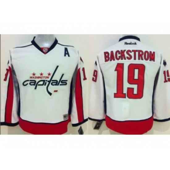 Youth NHL Washington Capitals #19 Nicklas Backstrom Stitched white jerseys